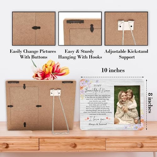 valucise Niece Pictures Frame, To My Beautiful Niece Photo Frame, Niece Gifts From Auntie, Niece Birthday Wedding Gifts, Farmhouse Home Living Room Bedroom Office Decoration -55 thumbnail 3