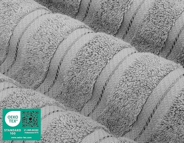 American Soft Linen Luxury 4 Piece Bath Towel Set, 600 GSM 100% Cotton Turkish Bath Towels for Bathroom, 27x54 in Large Bathroom Shower Towels, Light Grey thumbnail 3