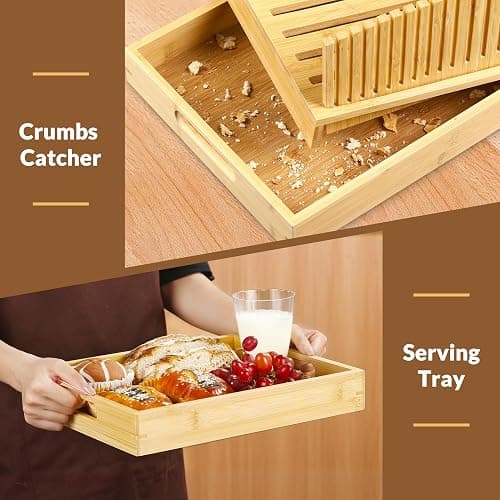 Bread Slicer for Sourdough Rounds, Bread Slicing Guide for Homemade Bread, Wide Bamboo Base for Artisan Loaves, Compact Design, Doubles as Serving Tray (No Knife) thumbnail 5