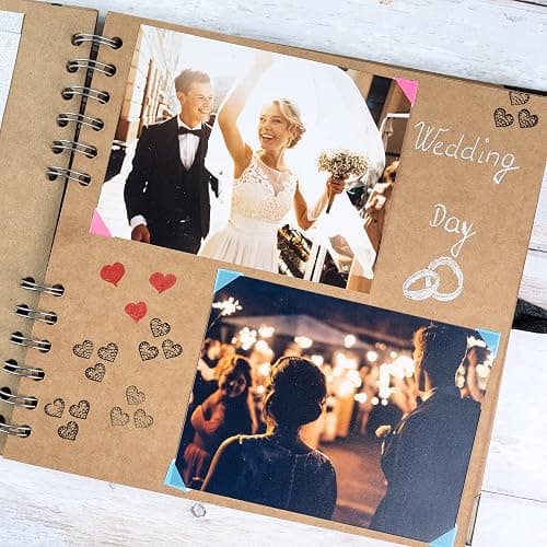 Bstorify Scrapbook Photo Albums 60 Pages (21 x 21 cm) Brown Thick Kraft Paper Scrap Book Ideal for Your Scrapbooking Albums Art & Craft Projects thumbnail 6