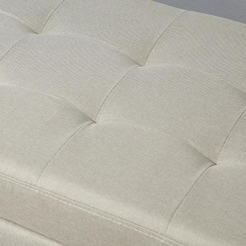 HOMCOM Large 50" Rectangular Storage Ottoman Bench, Tufted Upholstered Linen Fabric Wood Feet Entry Bench, Contemporary Home Decor Beige thumbnail 8