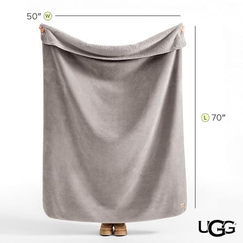 UGG Whitecap Plush Throw Blanket Fleece Soft Fluffy Throw Blankets for Couch or Bed, Home Decor, Luxury, Machine Washable, 50-inch x 70-inch, Light Grey Seal thumbnail 3