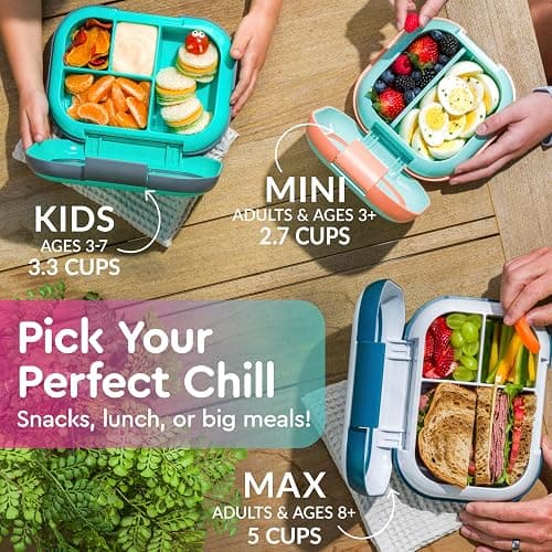Bentgo Chill Kids Leak-Proof Lunch Box - 4-Compartment Bento Box with Built-In Ice Pack, 3.3 Cup Capacity, PFAS & BPA-Free, Microwave & Dishwasher Safe, Ideal Size for Ages 3 to 7 (Fuchsia/Teal) thumbnail 7