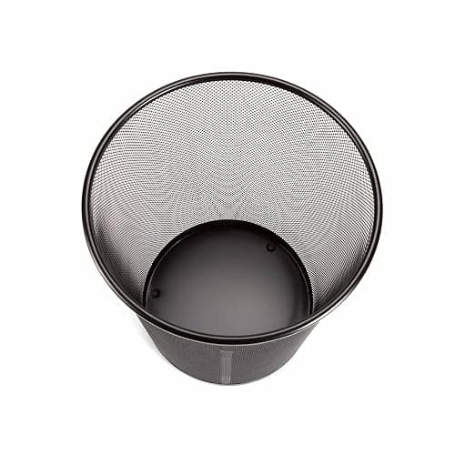 2-Pack 6-Gallon Round Steel Mesh Trash Can, Recycling Wastebasket, Black | Versatile and ventilated bin measures 13.75" high with a 11.5" top diameter thumbnail 3