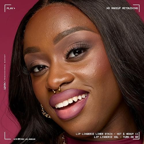 NYX PROFESSIONAL MAKEUP Lip Lingerie Liner Stain, Seamless Make Up with All-Day Color, Waterproof Lip Stain Finish - Hot N' Heavy (Black Currant) thumbnail 4