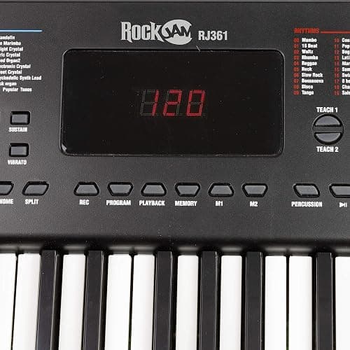 RockJam 61-Key Compact Keyboard Piano with LED Display, Keynote Stickers & Lessons thumbnail 8
