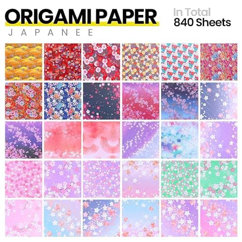 Lincia 840 Sheets Origami Paper Kit 20 Colors 6 x 6 Inch Colorful Folding Japanese Washi Origami Cherry Blossom Paper Double Sided Square Sheets Book for Beginners Adults Kids(840 Sheets) thumbnail 5