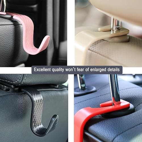 Amooca Car Seat Headrest Hook 4 Pack Hanger Universal Vehicle Car Storage Organizer for Handbag Purse Coat S Type Checkered Orange thumbnail 8