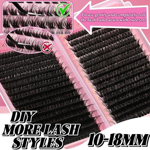 Gmagictobo Lash Extension Kit Lash Clusters Kit 640Pcs Volume Eyelash Clusters C Curl Lashes Clusters DIY Cluster Eyelash Extensions With Lash Bond and Seal Lash Tweezers thumbnail 7