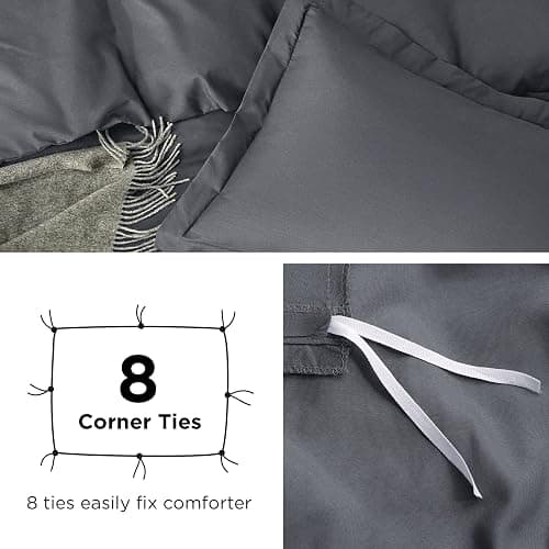 Bedsure Duvet Cover Queen Size - Soft Double Brushed Bedding Set for Kids & Adults, Zipper Closure, 3 Pieces, Includes 1 Duvet Cover (90"x90") & 2 Pillow Shams, NO Comforter, Dark Grey thumbnail 7