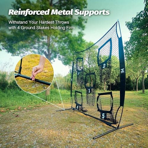 ZELUS 7 x 7ft Football Trainer Throwing Net | Training Target Practice with 5 Targets | Great for Quarterback | Includes Carry Bag thumbnail 4