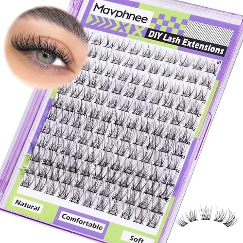 Mavphnee Natural Lash Clusters Wispy Eyelash Extensions C Curl Lash Extension10-16MM Eyelash Clusters 132 Pcs Lash Individuals DIY at Home - Image 1