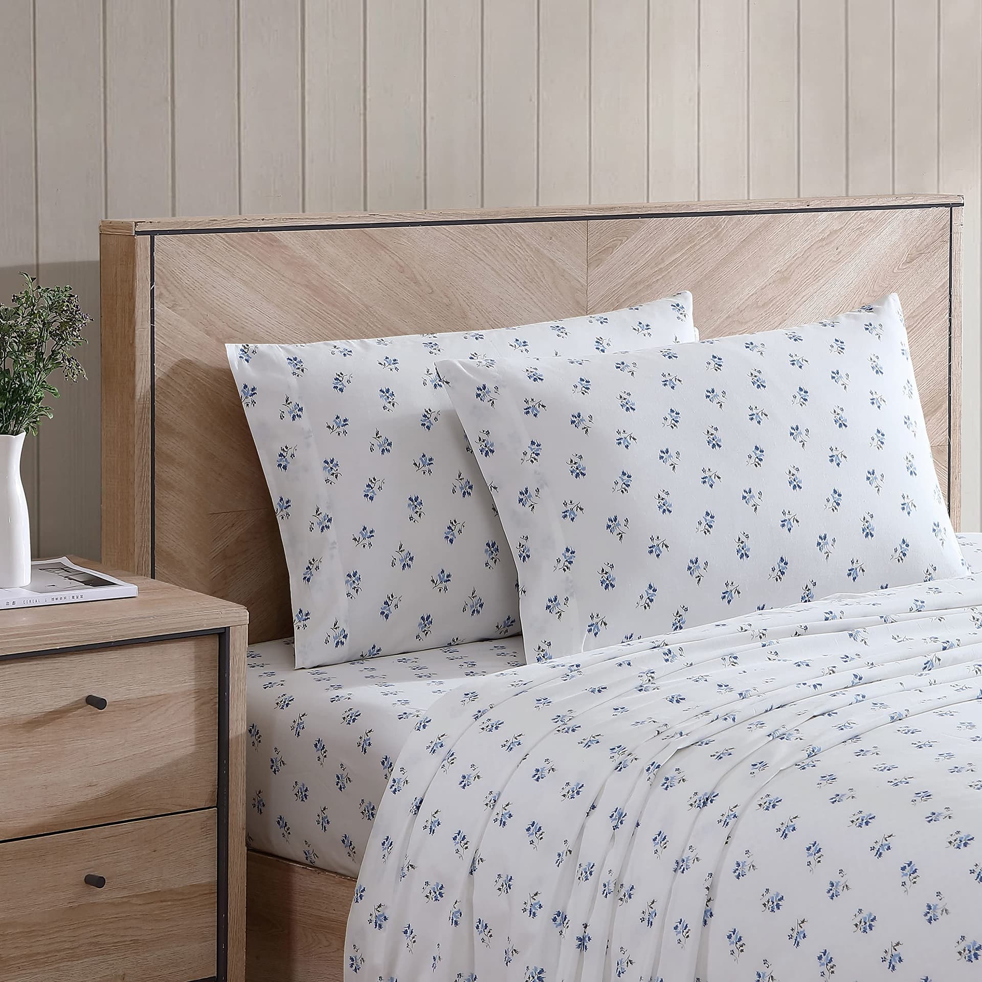 Stone Cottage - Full Sheets, Cotton Percale Bedding Set, Crisp & Cool Home Decor (Blue Sketchy Ditsy, Full) - Full - Blue Sketchy Ditsy thumbnail 2