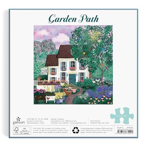 Galison Garden Path – 500 Piece Puzzle Fun and Challenging Activity with Bright and Bold Artwork of Country Cottage and Plant Path for Adults and Families thumbnail 5