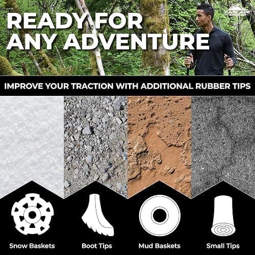 Cascade Mountain Tech Trekking Poles - Carbon Fiber Walking or Hiking Sticks with Quick Adjustable Locks thumbnail 5