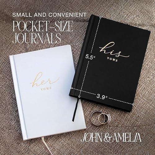 Wedding Vow Books His and Hers – Perfectly Sized, Hardcover Vow Booklets with Gold Foil Lettering – Vows Book Her & Him, Wedding Essentials Idea, Wedding Registry Gifts (Black Ivory, Gold) thumbnail 4
