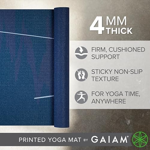 Gaiam Print Yoga Mat, Non Slip Exercise & Fitness Mat for All Types of Yoga, Pilates & Floor Exercises thumbnail 5