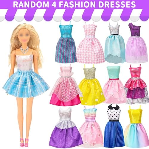 Style Shine 70 Pcs Doll Clothes and Accessories,2 Wedding Gown 6 Fashion Dresses 2 Set Casual Outfits 1 Top 1 Pant Bikini 1 Swimsuit,20 Hanger 10 Shoe 27 Accessories Toys for Girls Kids Birthday Gift thumbnail 3