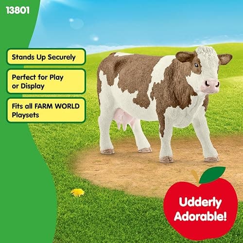 Schleich Farm World Simmental Cow Toy Figurine - Educational and Durable Farm Animal Toy Figure, Fun and Imaginative Play for Boys and Girls, Gift for Kids Ages 3+ thumbnail 5