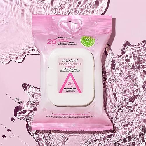 Almay Makeup Remover Cleansing Towelettes, Biodegradable Micellar Water Wipes for Sensitive Skin, Hypoallergenic, Cruelty- & Fragrance-Free, 25 Count thumbnail 7