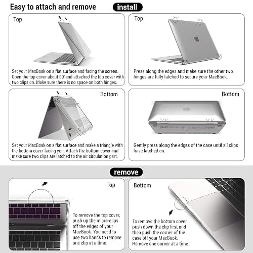 iBenzer Compatible with New MacBook Air 13 inch case 2022 2021 2020 M1 A2337 A2179 A1932, Hard Shell Case&Keyboard Cover&Screen Film for Mac Air 13 with Touch ID,Crystal Clear, CA-AT13CYCL+2 thumbnail 6