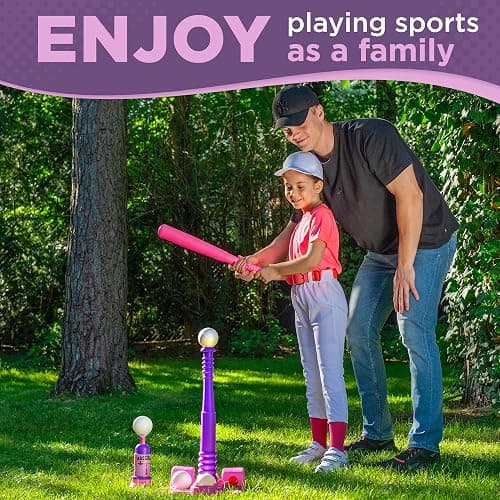 T Ball Stand for Kids and Toddlers 1-3, 3-5, 5-8. Baseball Set Includes 6 Large Balls, an Adjustable Tball Batting Tee, and a Pitching Machine. Kids Bat and T-Ball Set thumbnail 8