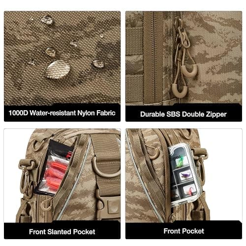 Piscifun Fishing Tackle Backpack with Rod & Gear Holder, Lightweight Outdoor Water-Resistant Fishing Shoulder Storage Bag thumbnail 4