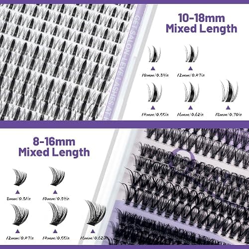 QUAFFLY Lash Clusters Kit Multiple Styles Mixed Length Eyelash Set Includes 2 Lash Bond and Seal & 2 Lash Remover 1 Tweezers For DIY Lash Extensions Kit At Home thumbnail 3