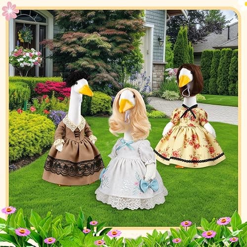 Dansydaisy 3 Pcs Easter Porch Goose Wigs, Porch Goose Outfit Suitable for 17 Inch and 23 Inch Statue, Cute Outdoor Statue Accessories, Patio Yard Goosey Wig for Lawn Garden Easter Decoration(Shocking) thumbnail 2