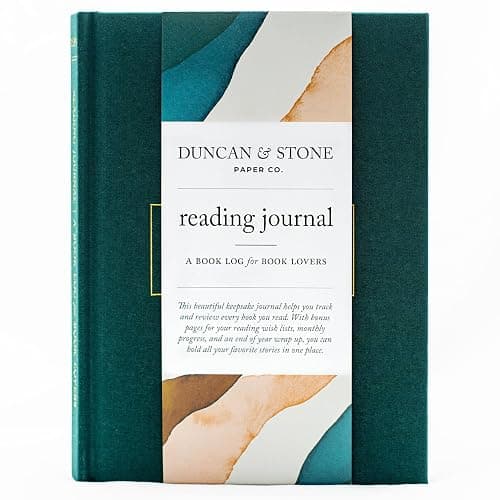 Duncan & Stone Reading Journal for Book Lovers, Daily Log, Teal, 120pg | Linen-bound 120-page reading log to track books read & reviews; an ideal book lover & reader gift for women - Image 1