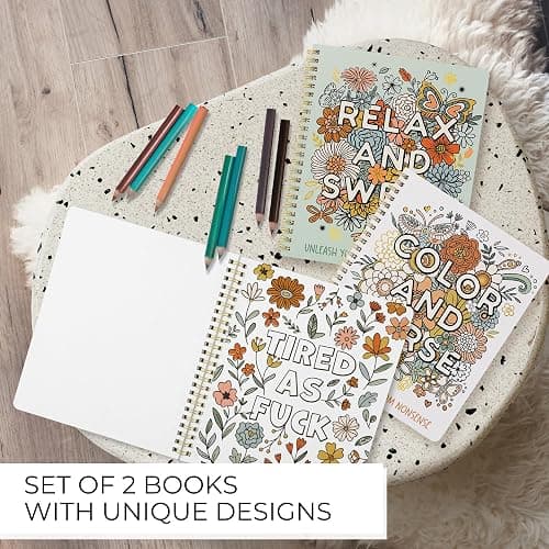 Beautiful Coloring Book Set of 2 for Adult Relaxation - Funny Coloring Books with Floral Designs for a lot of Laughs - The Perfect Stress-Relieving Gift for Women thumbnail 2