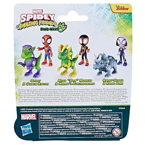 Marvel Spidey and His Amazing Friends Dino-Webs, Spidey and Goblin Raptor Action Figures Set, Super Hero Toys for Boys and Girls Ages 3 and Up thumbnail 9