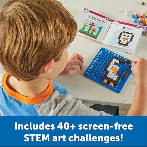 Learning Resources STEM Explorers Pixel Art Challenge - Science Kits & STEM Activities for Kids, Pattern Blocks, Fine Motor Skills, Math Manipulatives, Sorting and Counting, Gifts for Boys and Girls thumbnail 4