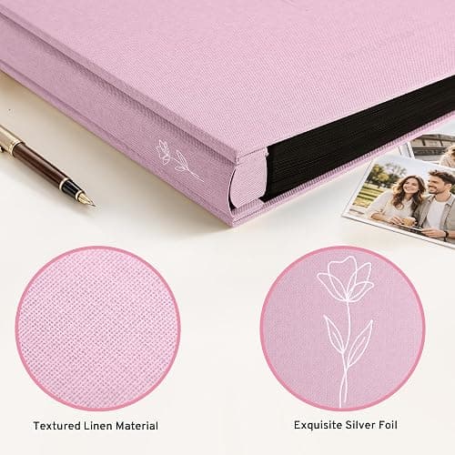 Photo Album 6x4 600 Photos Large Capacity, Linen Cover with Floral Pattern | Acid-Free Slip-in Photo Book Holds Horizontal Vertical Pictures for Family, Wedding, Baby, Anniversary & Travel Memory thumbnail 3