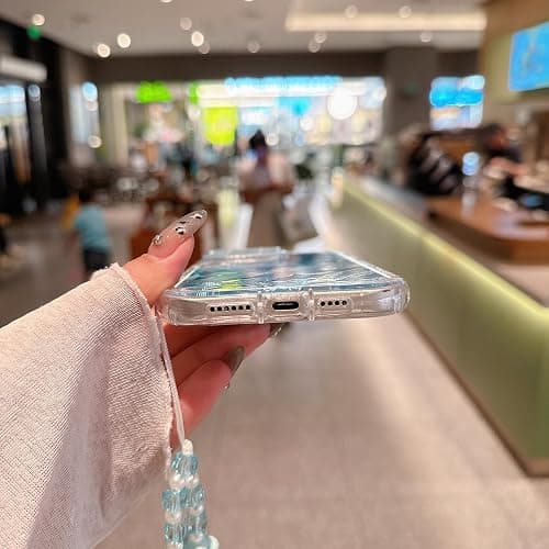 Pretaco for iPhone 14 Plus Case, Blue Dolphin Pattern Design,Glitter Sparkling Laser Case,2-in-1 with Beaded Wrist Strap,Soft TPU Frame, Shockproof and Anti-Shock, Suitable for Women & Girls thumbnail 8