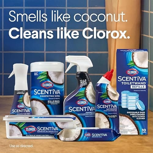 CLOROX Scentiva ToiletWand Toilet Cleaner Refills, Toilet brush, Coconut and Waterlily, 10 Count thumbnail 9