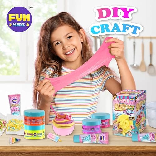 1:1 Buttery Glue Slime Kit for Kids Ages 8-12, FunKidz Ice Cream Slime Making Kits for Girls Toys Includes 19 Pieces Supplies to Make Butter Slime Activity Party Gifts thumbnail 4