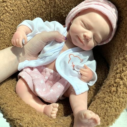 Yokyyi Lifelike Full Body Reborn Baby Doll, 13 Inch Pascale Sleeping Girl in Pink Dress, Perfect for Christmas Presents thumbnail 5