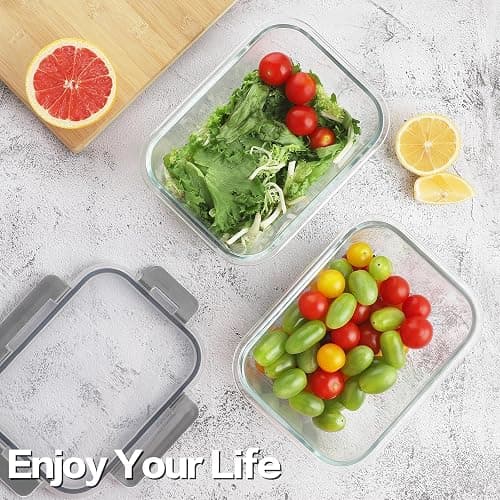HOMBERKING 24pc Borosilicate Glass Food Storage Containers with Snap Locking Lids, Glass Meal Prep Containers, Airtight Lunch Boxes, Oven, Freezer and Dishwasher Safe, BPA Free, Kitchen Storage Set thumbnail 2