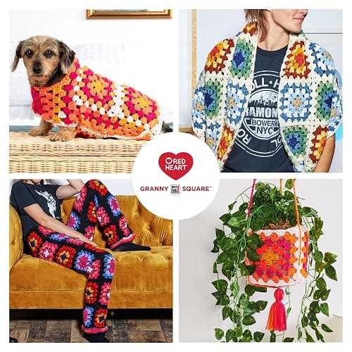 Red Heart All in One Granny Square Black- Cyber Leaf Yarn - 3 Pack of 250g/8.8oz - 100% Acrylic - #4 Worsted (Medium) - 381m/417Yards - for Knitting, Crochet and Amigurumi thumbnail 7