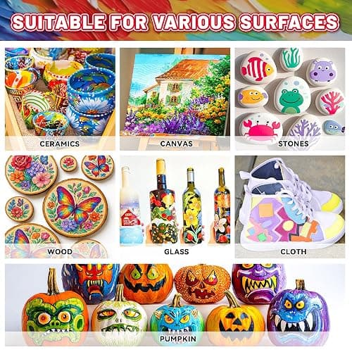 40 Pcs Classic & Metallic & Pastel Acrylic Paint Set with 12 Brushes, 2 Knives & Palette, 24 Colors (2oz/60ml) - for Adults, Kids, Artists & Beginners - Arts and Crafts Painting Kit thumbnail 7
