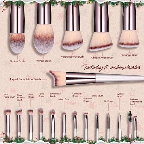 BS-MALL Makeup Brush Set 18 Pcs Premium Synthetic Foundation Powder Concealers Eye shadows Blush Makeup Brushes with black case thumbnail 2