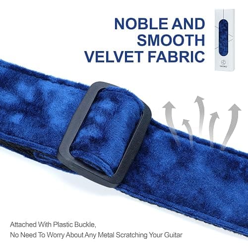 YIKOKO Guitar Strap 2 inch Velvet Guitar Straps with Full Grain Leather End, for Bass Electric and Acoustic Guitars, Free Strap Button, 2 Strap Locks and 4 Guitar Picks thumbnail 7