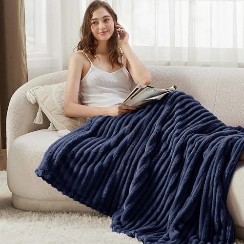 Bedsure GentleSoft Navy Blue Throw Blanket for Couch, Father Birthday Gifts for Men Husband Dad, Cozy Soft Blankets for Women, Cute Small Fleece Throws, Navy, 50x60 Inches thumbnail 6