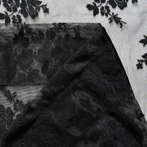 Kotile Short Black Lace Curtains for Small Windows W42 x L36 Inch, 2 Panels | Rod Pocket, Graceful Openwork Detail, Even Window Light, Vintage Gothic Mood, Tailored Short-Window Look, Privacy thumbnail 8