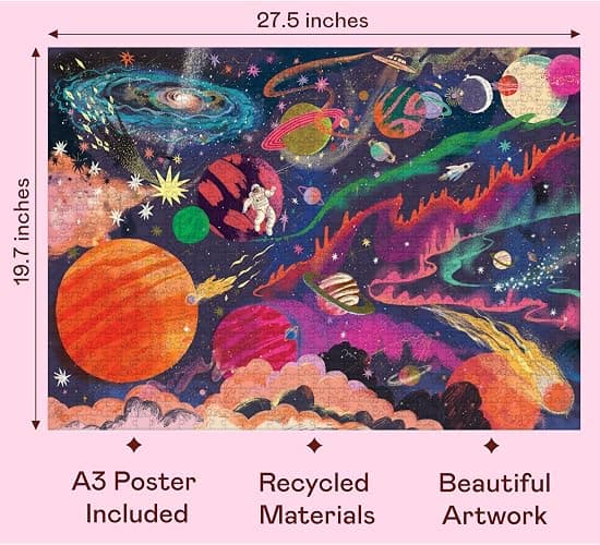 Elena Essex Jigsaw Puzzle - Outer Space, Jigsaw Puzzles for Adults 1000, Jigsaws 1000 Pieces for Adults, Solar System Planet Spaceman Moon Space Puzzle, Size 70x50cm thumbnail 3