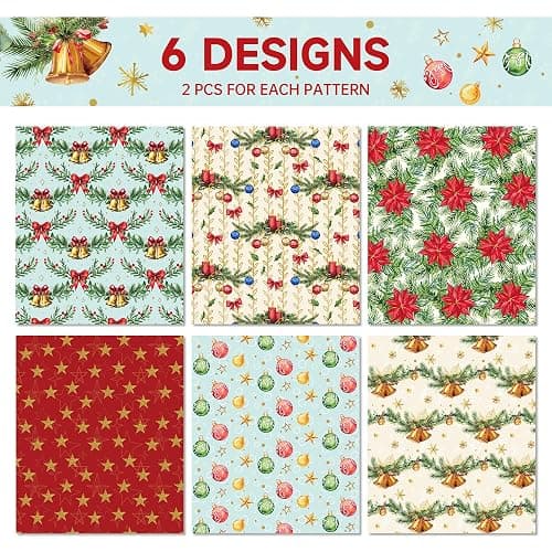 Anor Wishlife Christmas Wrapping Paper,Xmas Wrapping Paper Roll,Holiday Wrapping Paper,20 * 27inch Christmas Party Decorations for Office,Home,Classroom(12pcs) thumbnail 5
