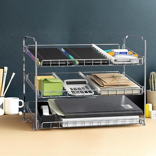 Simple Houseware Stackable Can Organizer Rack for Pantry/Cabinet – 11.5" D x 17" W x 13.75" H, Holds 36 Cans, 3-Tier Can Food Storage Dispenser, Chrome thumbnail 8