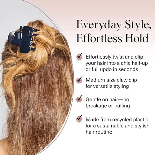 Kitsch Medium Hair Clips for Women – Strong Hold Claw Clips for Thick or Thin Hair – Recycled Plastic, Non-Slip, Durable | Ideal Gifts for Women – Blue Orchid – 1pc thumbnail 6