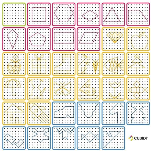 CUBIDI® Kreatives Montessori Spielzeug Geobrett Für Unzählige Spannende Figuren - Feinmotorik und Lernspielzeug - Geoboard Spielzeug ab 5 Jahre Jungen und Mädchen thumbnail 8